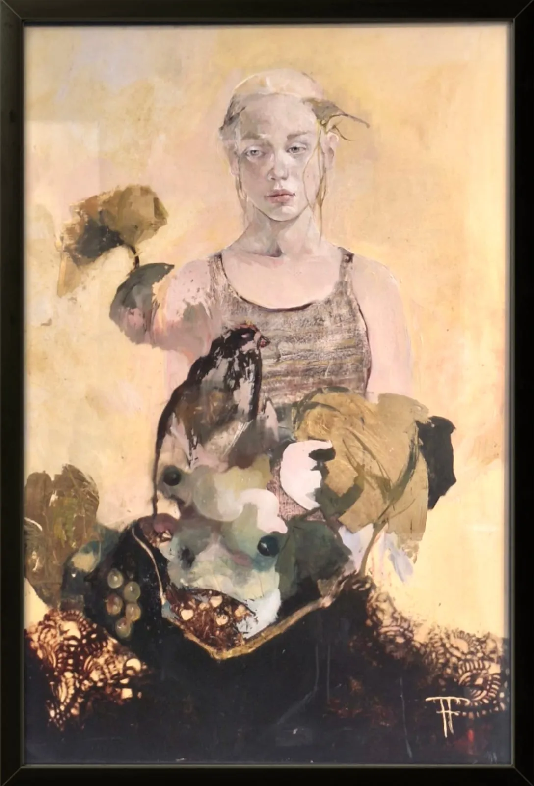 Entre deux mondes, huile sur toile sur plexiglas de Françoise de Felice, 2026, 81 × 54 cm, Galerie Calderone