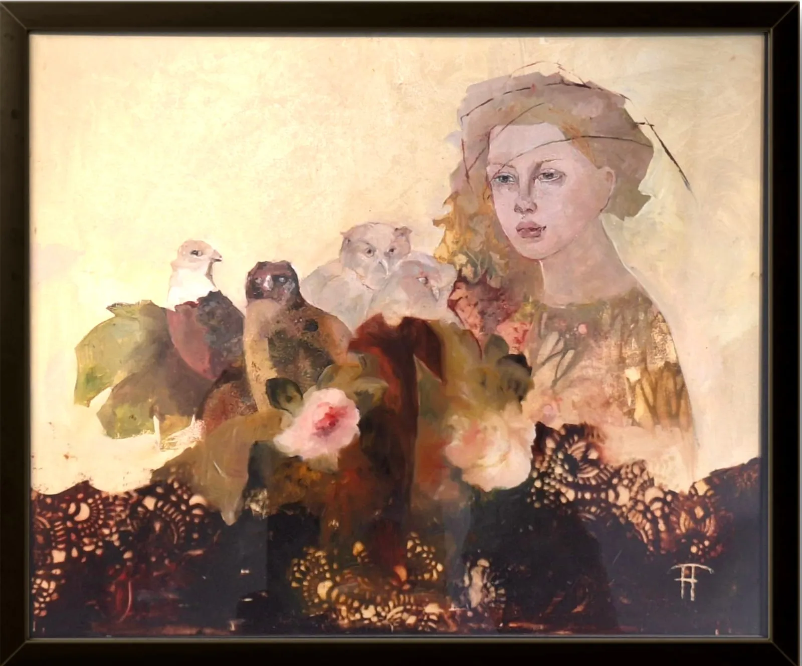 Le nid, huile sur toile sur plexiglas de Françoise de Felice, 2026, 54 × 65 cm, Galerie Calderone