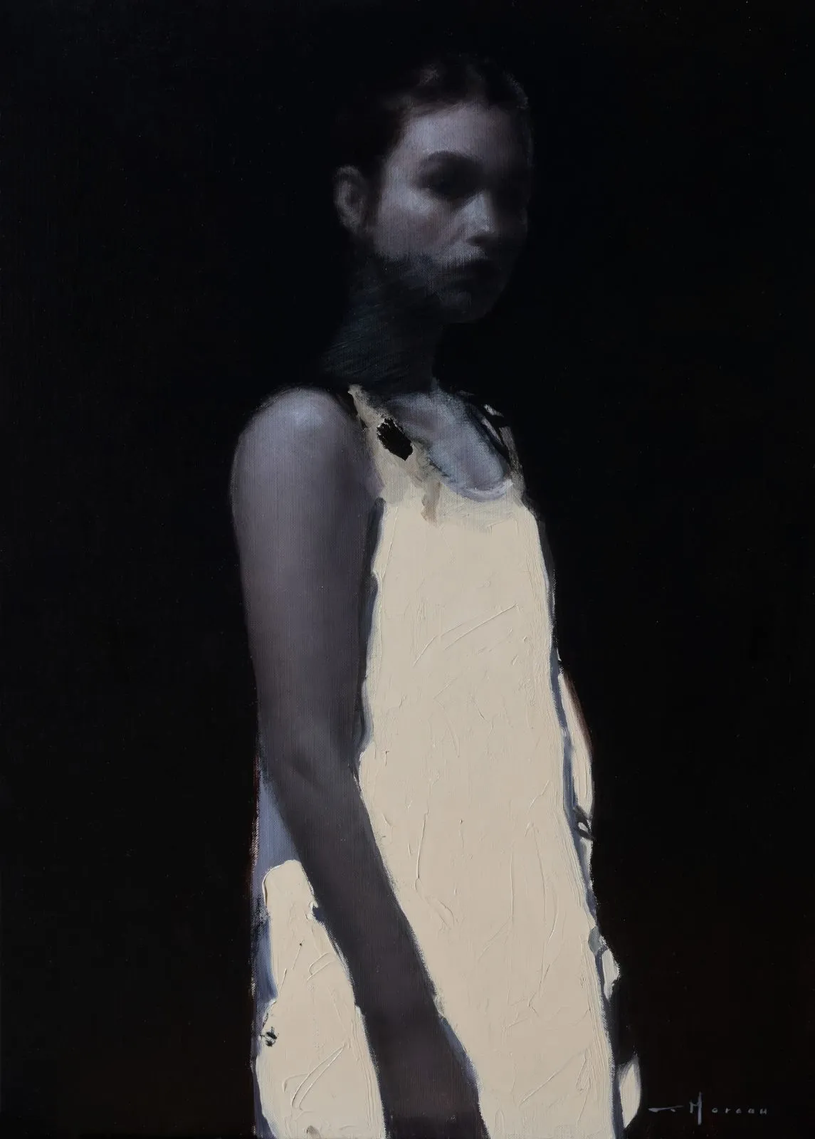 Figure II, huile sur lin de Anthony J. Moreau, 2026, 70 × 50 cm, Galerie Calderone